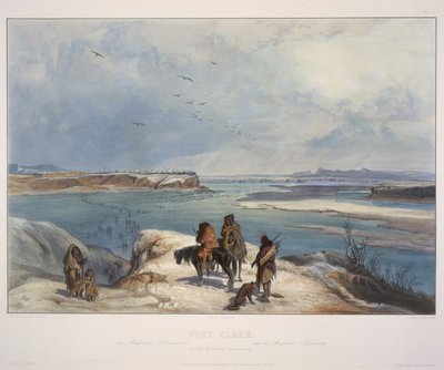 Fort Clark aan de Missouri (februari 1834) door Karl Bodmer